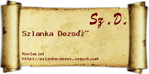 Szlanka Dezső névjegykártya